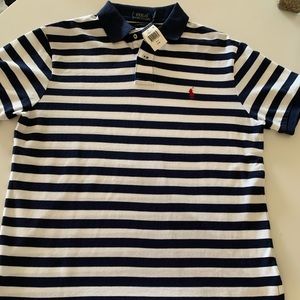 Navy and White Striped Ralph Lauren Polo